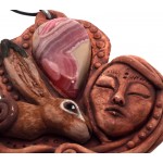 Ceramic Goddess and Hare with Rhodochrosite Wall Art 08